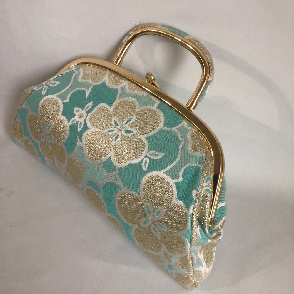 Banana republic gold turquoise clutch new